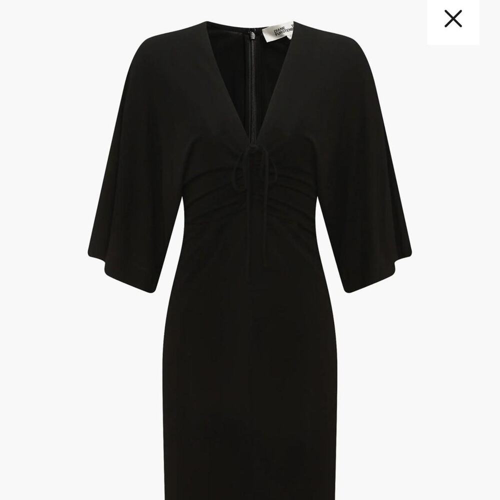 Black midi dress with tie